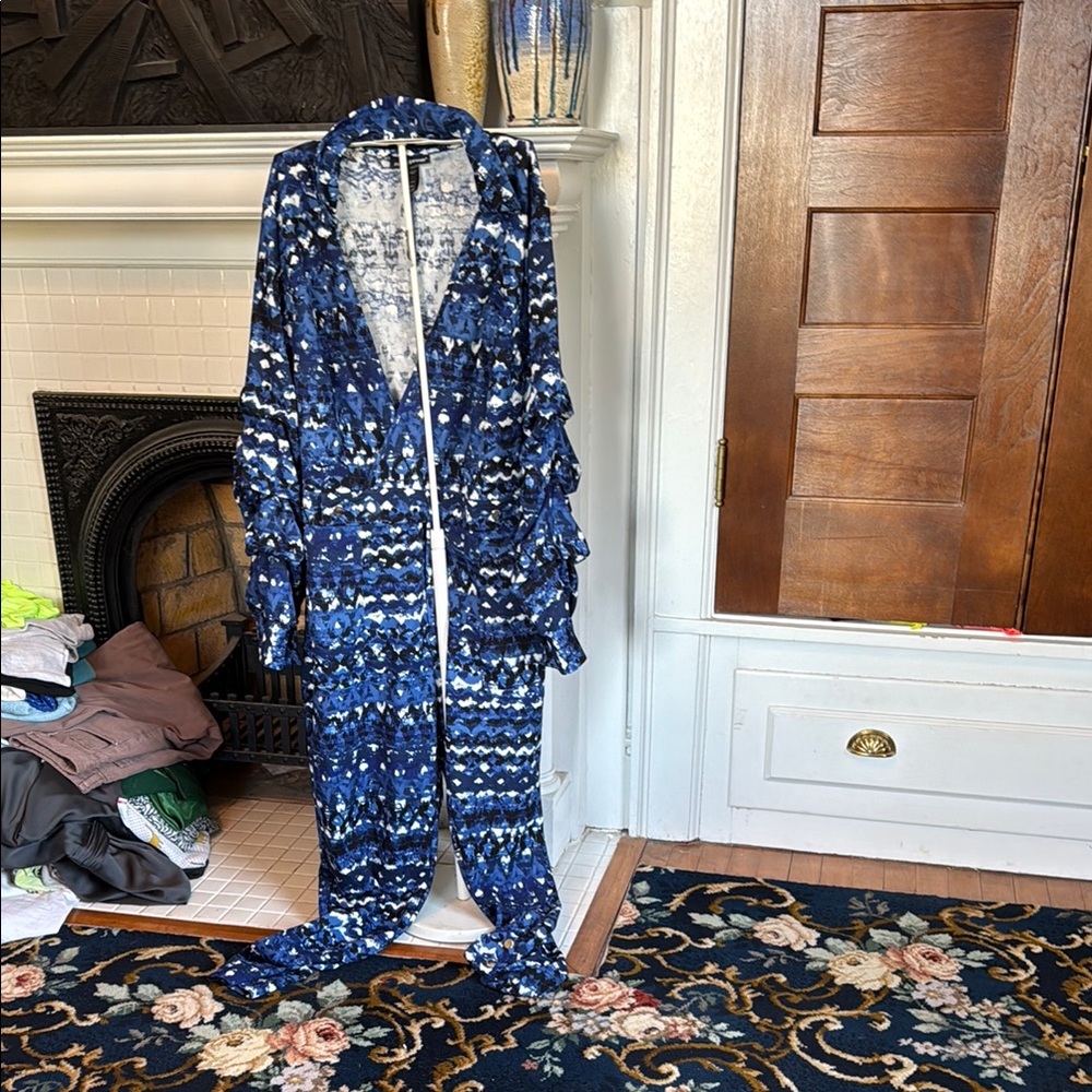 Ashley Stewart plus‎ size Blue and White Jumpsuit